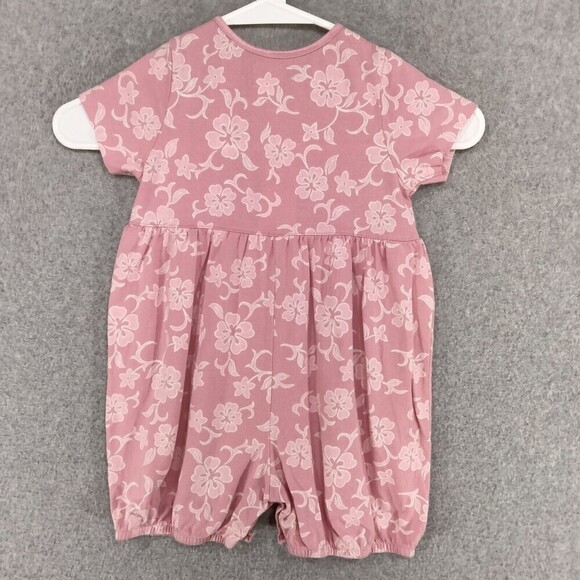 NEW! VTG baby GAP 1pc Romper Girls Size 12-18m Pink White Floral Stretch Knit - Picture 7 of 10